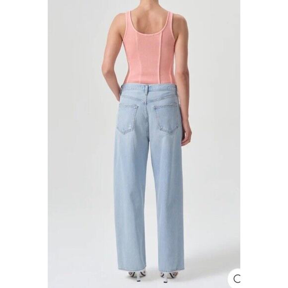 AGOLDE Bodysuit Elna Corset Seam Ribbed Grapefruit NEW Womens Large $178.00 - Picture 2 of 8